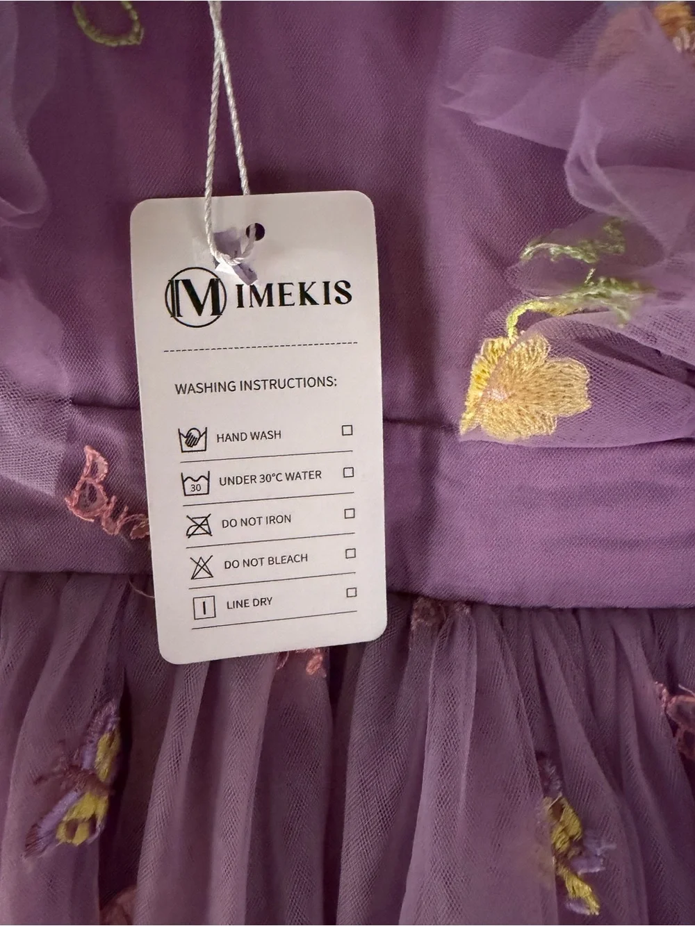 IMEKIS Girls Purple Embroidered Tulle Floral Dress Size 80 12M NWT